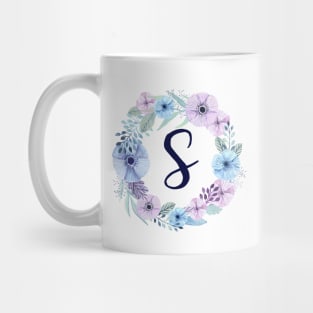 Floral Monogram S Icy Winter Blossoms Mug